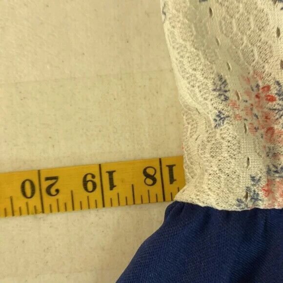 Vintage Maxi Dress Floral Bodice Blue Skirt Homemade XL - Picture 3 of 5